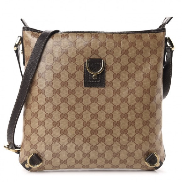 Gucci Handbags - Crystal Monogram Abbey Messenger Bag Beige Dark Brown